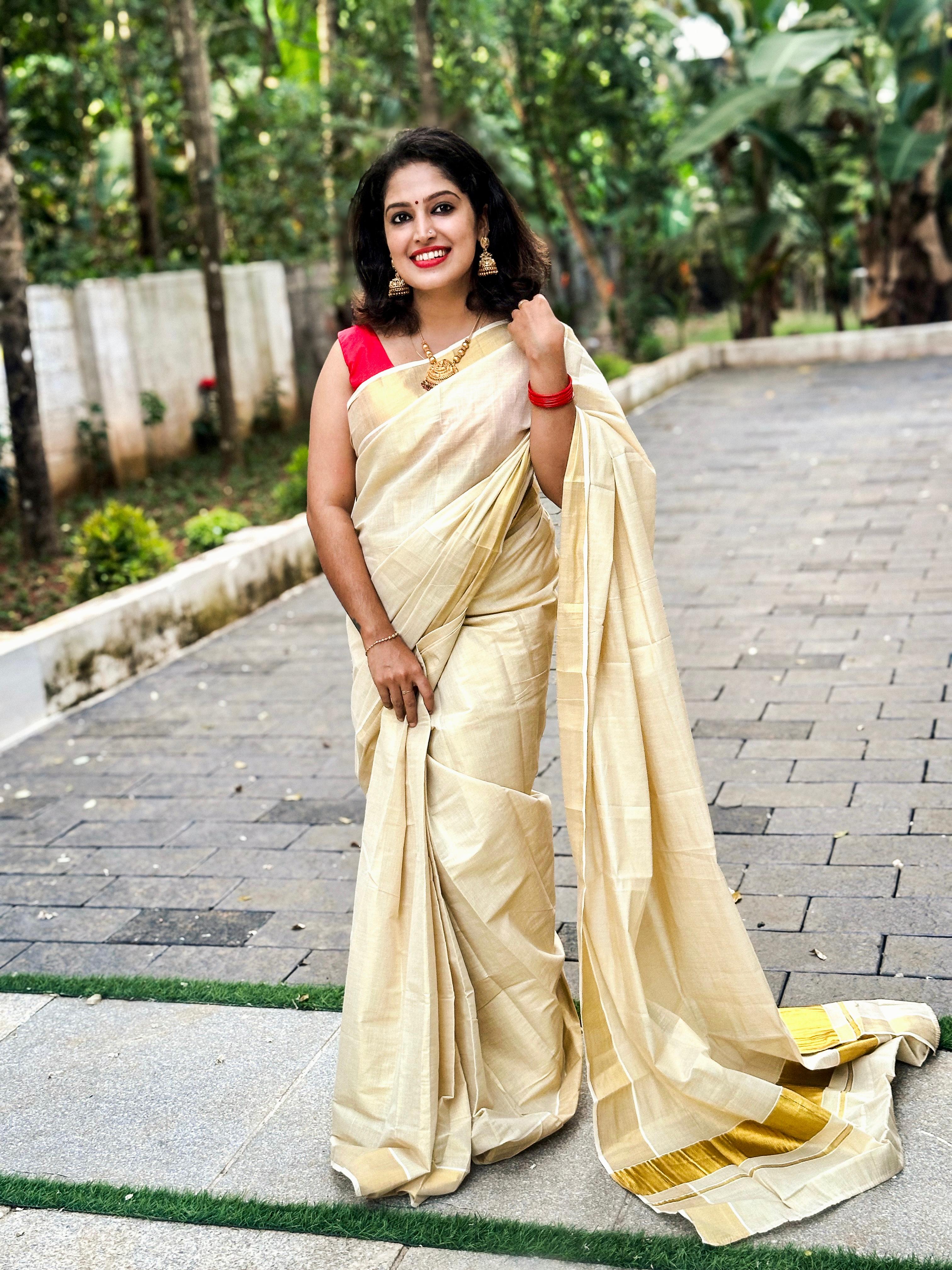 Womens Golden Tissue Ready To Wear Saree