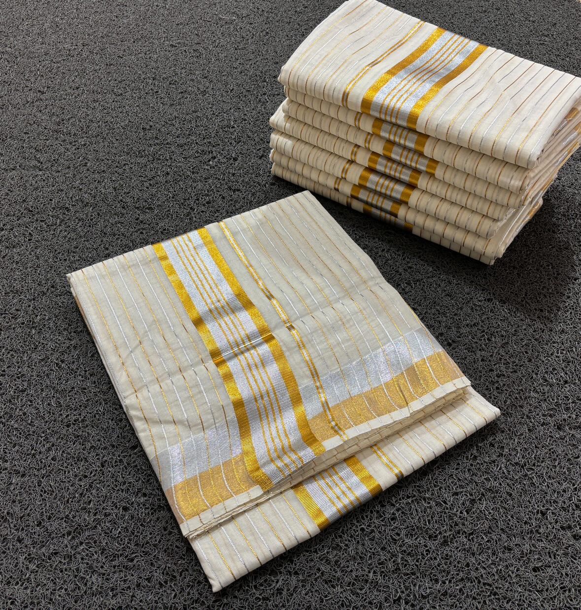 Womens silver and gold ready to wear cotton Saree