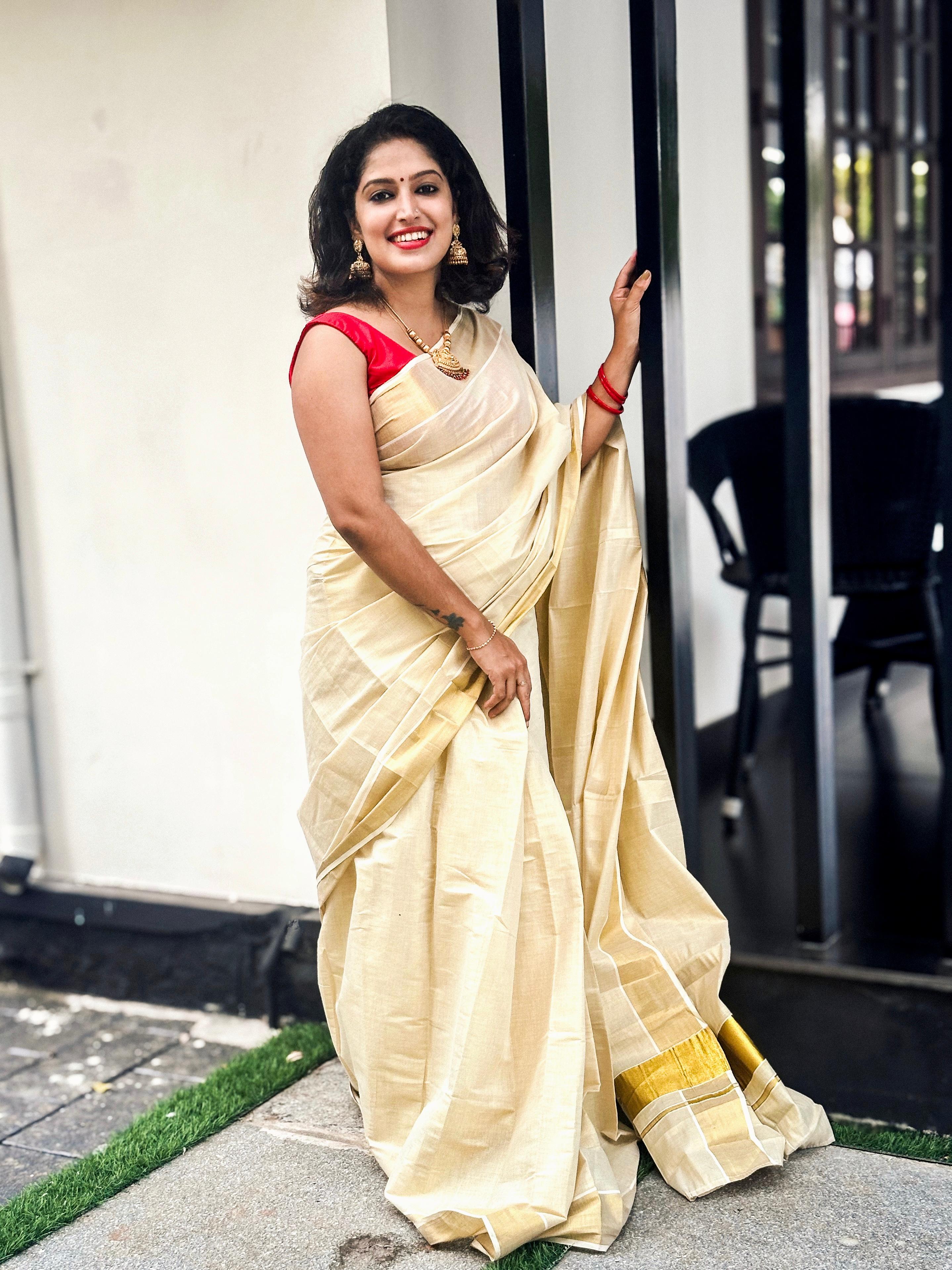 Womens Golden Tissue Ready To Wear Saree